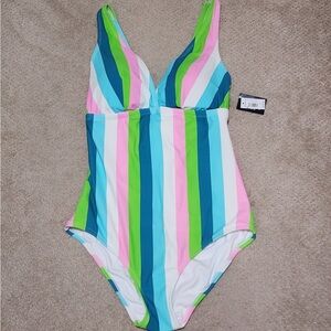 Torrid 0 L Striped Swimsuit